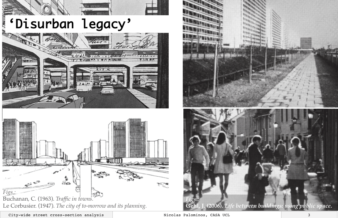 Disurban legacy: distorted relation between roads and buildings with a negative impact on the urban fabric.